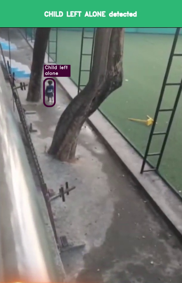 SooperVision AI detecting a child left alone in a childcare outdoor area