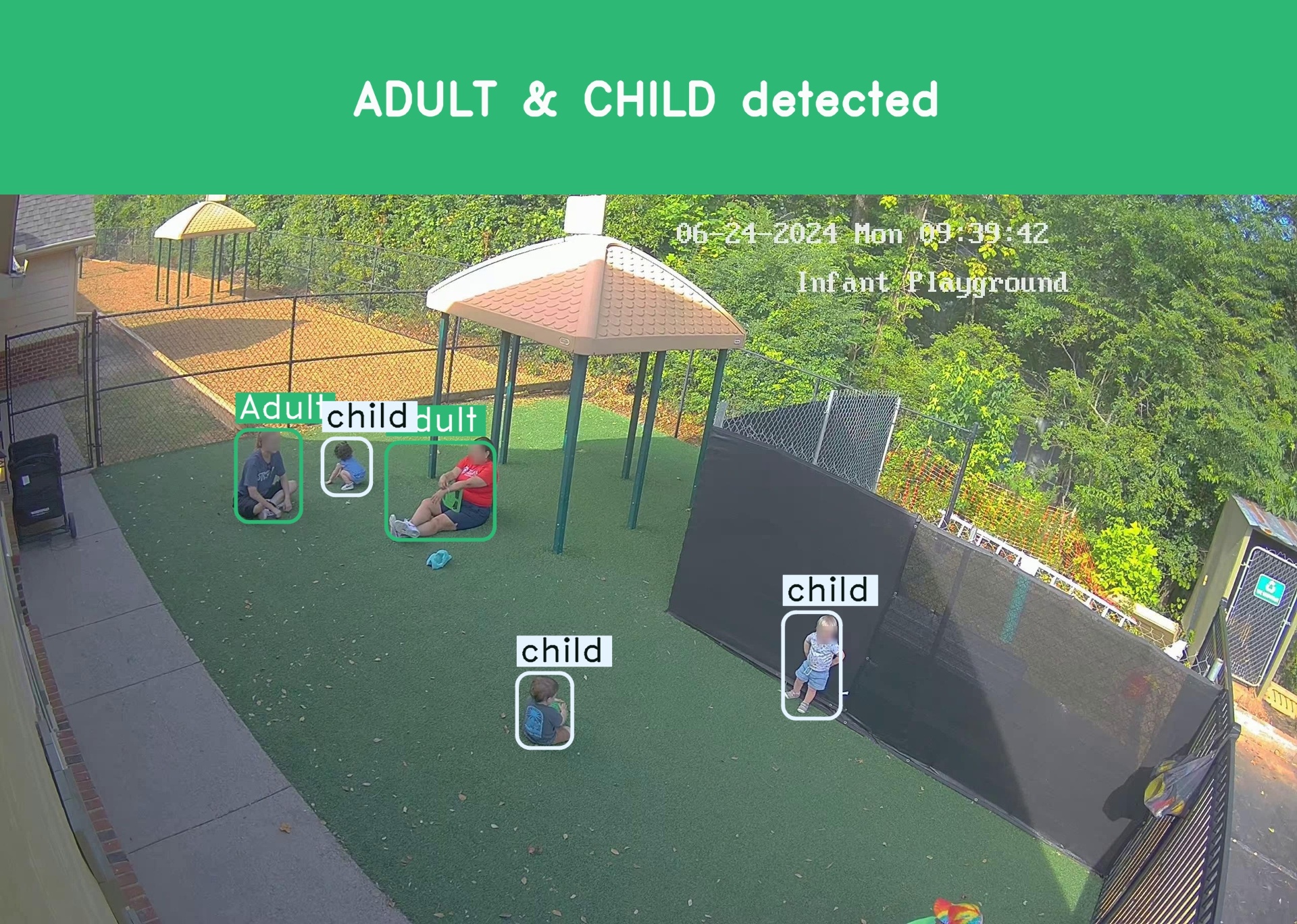 SooperVision AI counting adults and children in a childcare playground